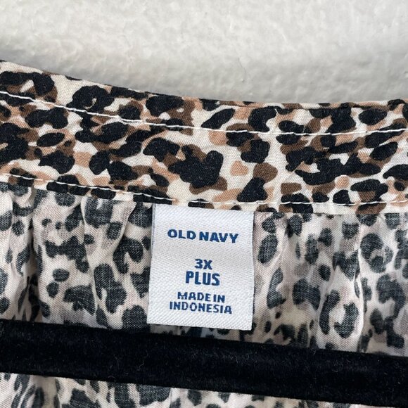 Old Navy Plus 3X Leopard Animal Print Blouse Rayon Tunic Top Long Sleeve - Picture 4 of 10